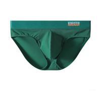 Men's U Convex Briefs Mid-Waist Solid Color Sport Underwear(Green L)