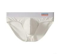 Men's U Convex Briefs Mid-Waist Solid Color Sport Underwear(White XL)