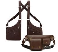 Mens Underarm Shoulder Bag,Premium PU Leather Adjustable Anti Theft Crossbody Bag/Waist Pack for Men and Women (Set B)
