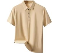 Mens Vacation Short Sleeve Tee Fashionable Solid Color Breathable Golf Polo Shirt(Yellow,XL)