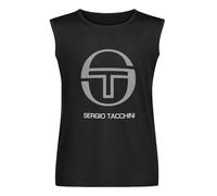 Men's Vest TankSergio Tacchini Mens Elbow Casual Crew Neck Logo T-Shirt Top Tee Men's Sleeveless T Shirt Casual Tops Clothing Black XL