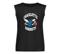 Men's Vest WUGU Men's Charlotte Hornets Men's Sleeveless T Shirt Casual Tops Clothing Black M