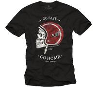 Men's Vintage Biker Clothing Motorcycle Helmet with Skull T Shirt T-Shirts Black S
