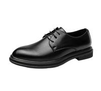 Mens Vintage Black Lace Up Oxford Shoes Plain Toe Leather Low Top Non Slip Business Casual Footwear(44 EU)