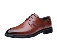 Men's Vintage Lace Up Oxford Shoes Luxury Leather Pointed Toe Non Slip Formal Wedding Prom Footwear(Brown,40 EU)