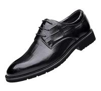 Men's Vintage Lace Up Oxford Shoes Luxury Leather Pointed Toe Non Slip Formal Wedding Prom Footwear(Black,40 EU)