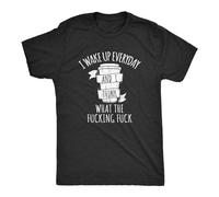 Men's What The T Shirt Funny Offensive Coffee Lovers Graphic Novelty T-Shirt Black M