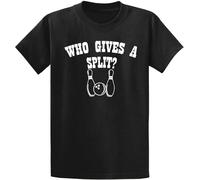 Mens Who Gives A Split T-Shirt Bowling Bowler League Sports Shirt Black Manches Courtes(3X-Large)