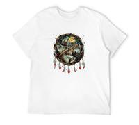 Men's Wild Wolf Dream Catcher Nero Medio Bianco Giallo Nero Rosso Mens Donne 100% Cotone Vintage Retro Animale Tee T-Shirts White 3XL