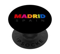 Men's Women's Colorful Madrid Spain Novelty Graphic Design PopSockets PopGrip Adhésif