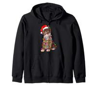 Men's Women's Cool Christmas Cat with Santa Claus Hat Fun Sweat à Capuche