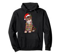 Men's Women's Cool Christmas Cat with Santa Claus Hat Fun Sweat à Capuche