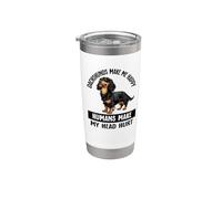 Mens Womens Funny Happy Black Long Haired Dachshund Lover Gobelet isotherme en acier inoxydable double paroi