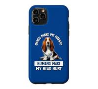 Mens Womens Humans Hurt My Head Happy Basset Hound Lover Coque pour iPhone 11 Pro