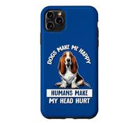Mens Womens Humans Hurt My Head Happy Basset Hound Lover Coque pour iPhone 11 Pro Max