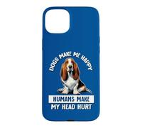 Mens Womens Humans Hurt My Head Happy Basset Hound Lover Coque pour iPhone 15 Plus