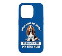 Mens Womens Humans Hurt My Head Happy Basset Hound Lover Coque pour iPhone 15 Pro