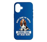 Mens Womens Humans Hurt My Head Happy Basset Hound Lover Coque pour iPhone 16