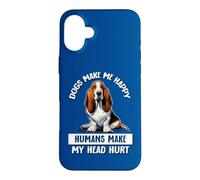 Mens Womens Humans Hurt My Head Happy Basset Hound Lover Coque pour iPhone 16 Plus