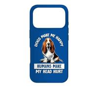 Mens Womens Humans Hurt My Head Happy Basset Hound Lover Coque pour iPhone 17 Pro