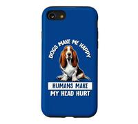 Mens Womens Humans Hurt My Head Happy Basset Hound Lover Coque pour iPhone SE (2020) / 7/8