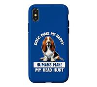 Mens Womens Humans Hurt My Head Happy Basset Hound Lover Coque pour iPhone X/XS