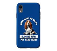 Mens Womens Humans Hurt My Head Happy Basset Hound Lover Coque pour iPhone XR
