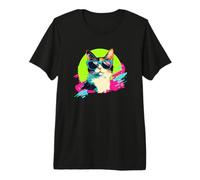 Mens Womens Kid Kitty Retro Vintage 80s 90s Calico Cat Lover T-Shirt Haut de Gamme