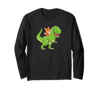 Mens Womens Kids Boys Kawaii Dino Dinosaur Red Fox Lover Manche Longue