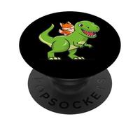 Mens Womens Kids Boys Kawaii Dino Dinosaur Red Fox Lover PopSockets PopGrip Adhésif