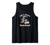 Mens Womens Kids Funny Life is Better Dapple Dachshund Lover Débardeur
