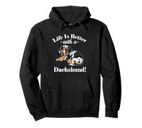 Mens Womens Kids Funny Life is Better Dapple Dachshund Lover Sweat à Capuche