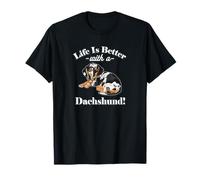Mens Womens Kids Funny Life is Better Dapple Dachshund Lover T-Shirt