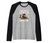 Mens Womens Kids Funny Read Books & Pet My Rottweiler Lover Manche Raglan