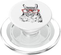 Mens Womens Kids Funny Red Glasses Great Horned Owl Lover PopSockets PopGrip pour MagSafe