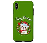 Mens Womens Kids Merry Christmas Santa Wreath Shih Tzu Lover Coque pour iPhone XS Max