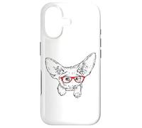 Mens Womens Kids Red Glasses Illustration Fennec Fox Lover Coque pour iPhone 17