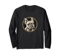 Mens Womens Kids Retro Logo Black White French Bulldog Lover Manche Longue