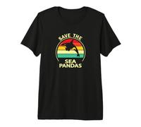 Mens Womens Killer Whale Save The Sea Pandas Orca Lover T-Shirt Haut de Gamme