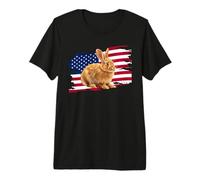 Mens Womens Patriotic USA American Flag 4th July Bunny Lover T-Shirt Haut de Gamme