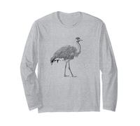 Mens Womens Retro Illustration Vintage Flightless Emu Lover Manche Longue