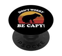 Mens Womens Retro Vintage Sunset Don't Worry Be Capy Lover PopSockets PopGrip Adhésif