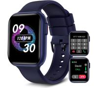 Men's Women's Smart Watch (Fit/Answer Calls Speaker) 1.7 Inch Hd Monitor Microphone/28 Sports Modes/Heart Rate/Spo2 Ip68 Waterproof Powerful Battery (Blue)