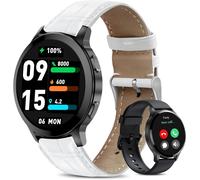 Men's Women's Smart Watch With Bluetooth Calling, 1.5 Inch Hd Smartwatch Sport Waterproof Ip68, 100 Sports Modes With Heart Rate Monitor Sleep Monitor For Android Ios (White/Leather, 1.5