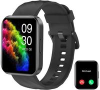 Men's Women's Smartwatch With Bluetooth Call Sports Watch Pedometer Heart Rate Monitor Oximeter Multisport For Android Ios Black