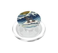 Mens Womens Surfing A Great Wave Black Standard Poodle Lover PopSockets PopGrip pour MagSafe