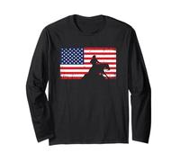 Mens Womens USA Flag America Patriotic Reining Horse Shirt Manche Longue