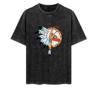 Men's Women's Washed Vintage T Shirt Adam Ant Warrior Unisex Antique Wash T-Shirts Black XL