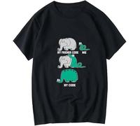 Men's Xinyi 100% Cotton Funny Snake Swallowing Elephant Print Cool Short Sleeve Male Tees Top T-Shirts Black XXL