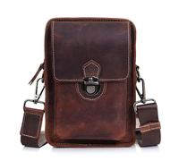 MENSCH Sac à bandoulière 3 en 1 élégant en cuir avec fente pour ceinture, sangle de maintien amovible, bandoulière de voyage décontractée multi-poches et sac à crochet universel pour unisexe (marron